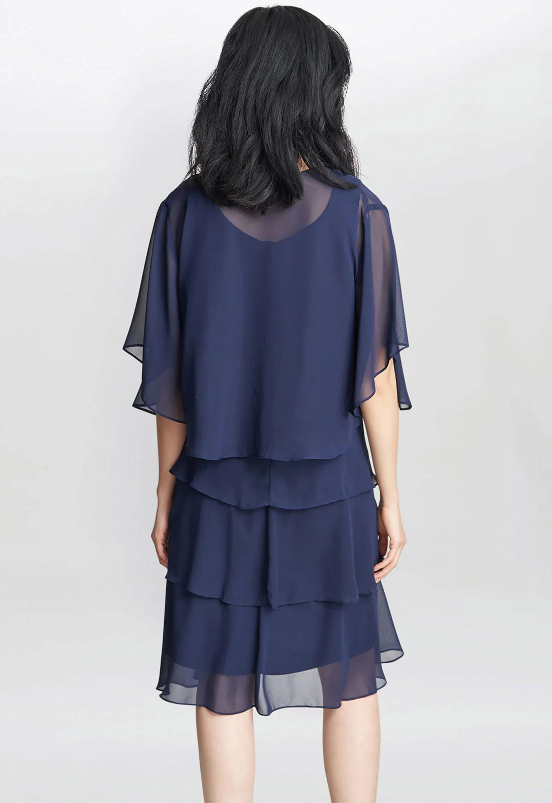 Gina Bacconi Navy Toni Chiffon Tier Jacket Dress - Image 3