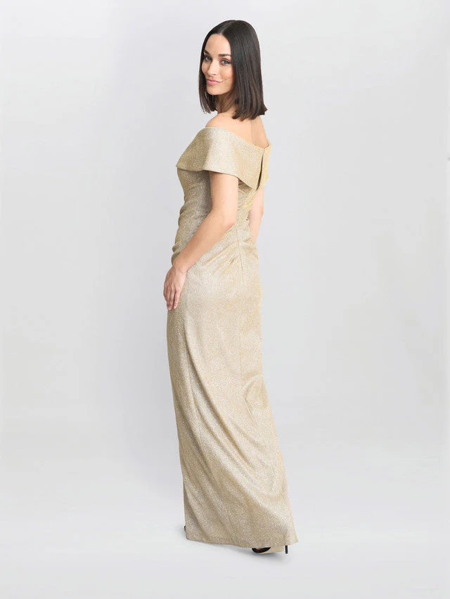 Gina Bacconi Champagne Trudy Bardot Wrap Dress - Image 2