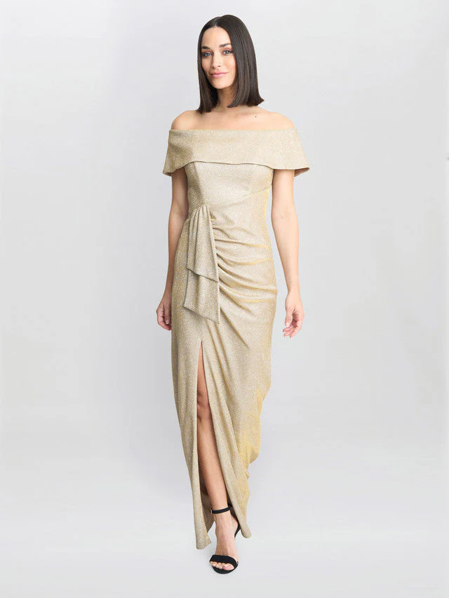 Gina Bacconi Champagne Trudy Bardot Wrap Dress - Image 3