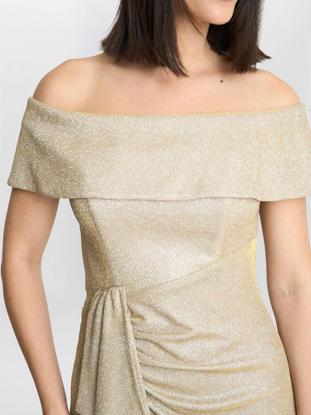 Gina Bacconi Champagne Trudy Bardot Wrap Dress - Image 4