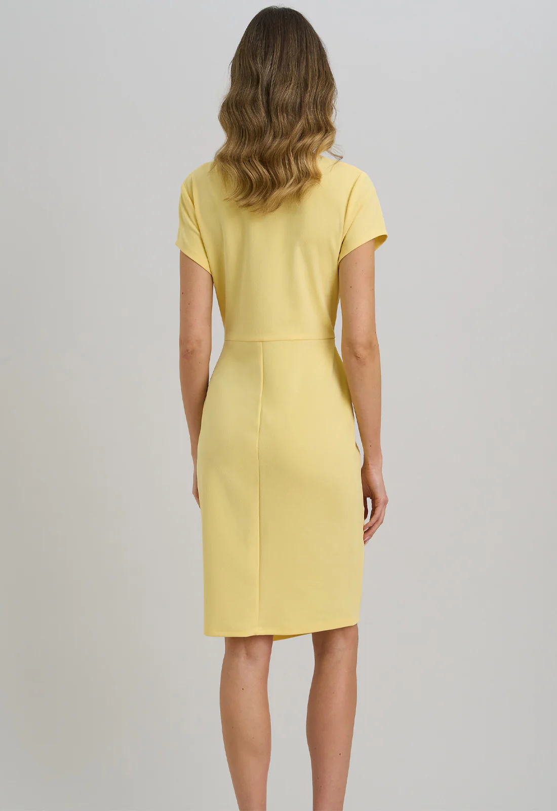 Gina Bacconi YELLOW Peggy Short Faux Wrap V Neck Dress - Image 3