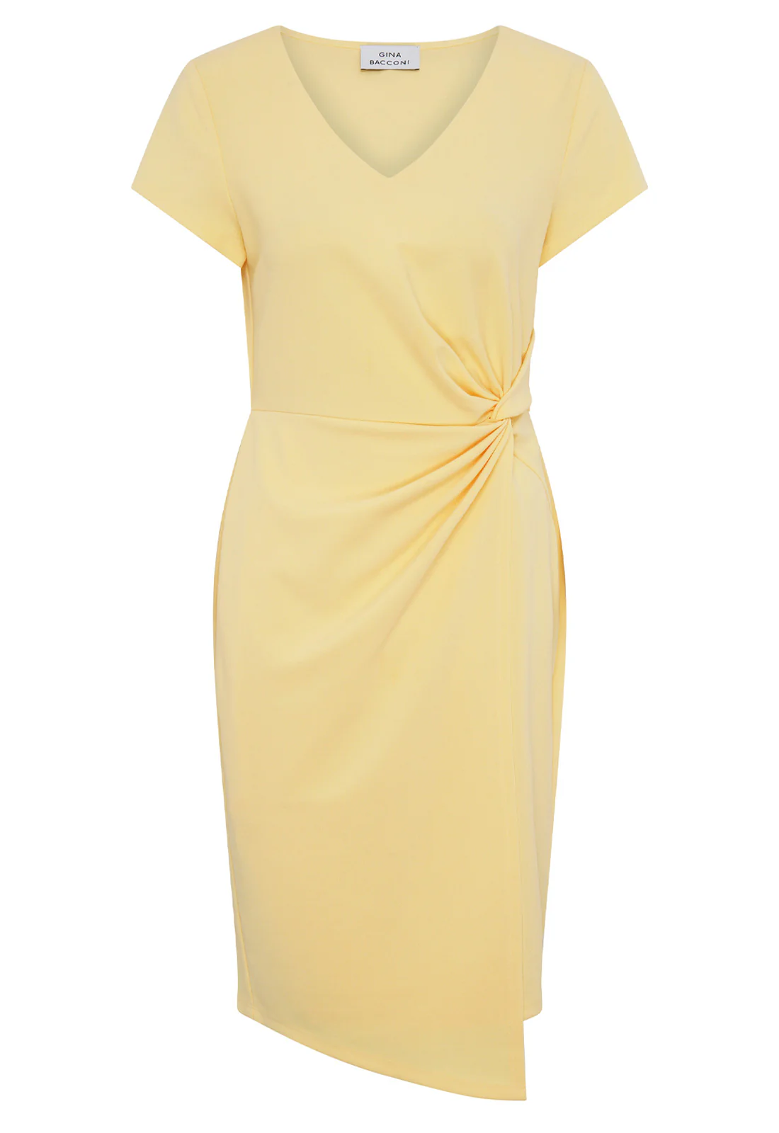 Gina Bacconi YELLOW Peggy Short Faux Wrap V Neck Dress - Image 5