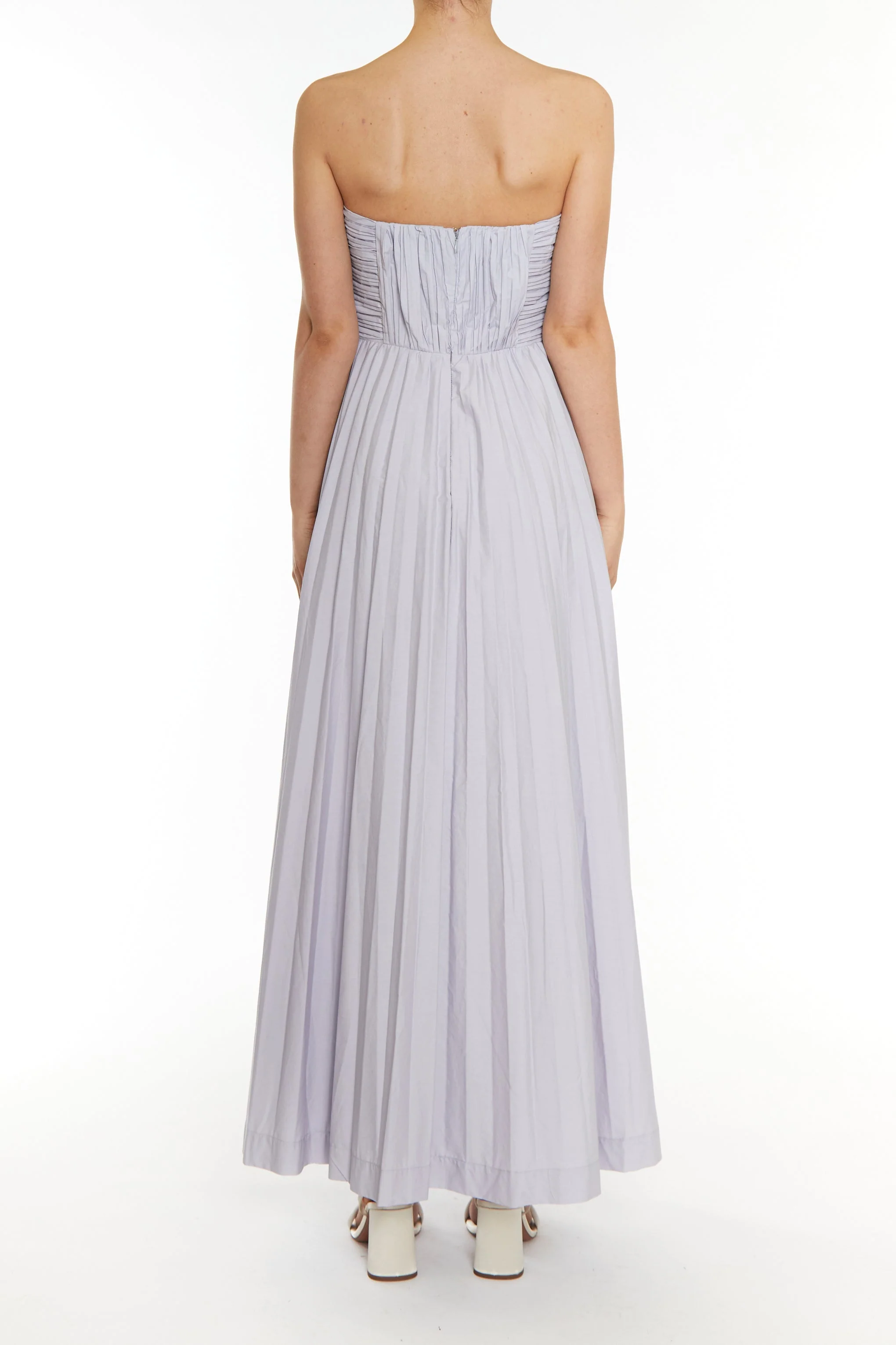 true Decadence Gracie Icy Lilac Grey Pleated Twist Front Maxi Dress - Image 2