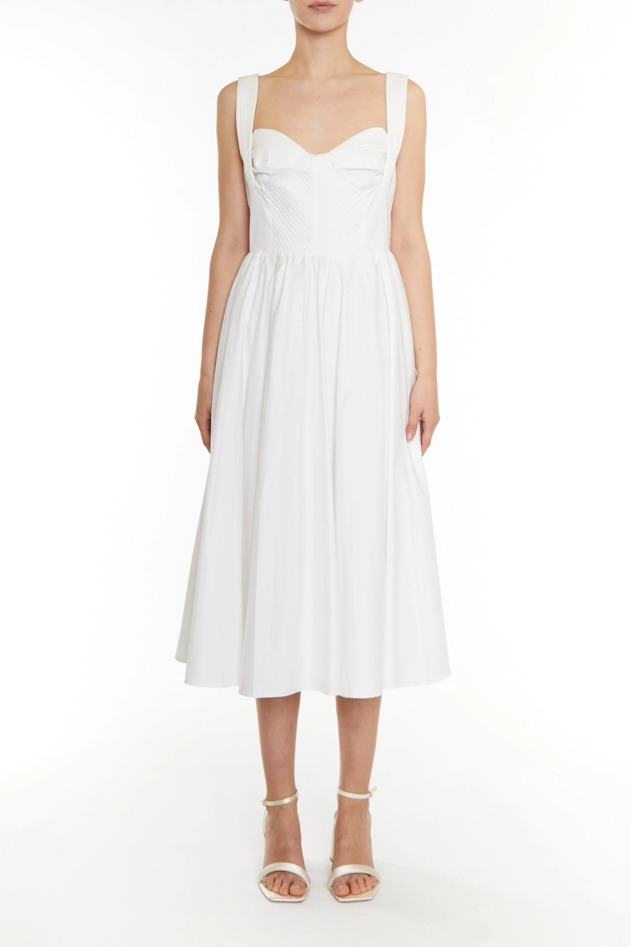 True Decadence White HannahPleated Corset Midi Dress