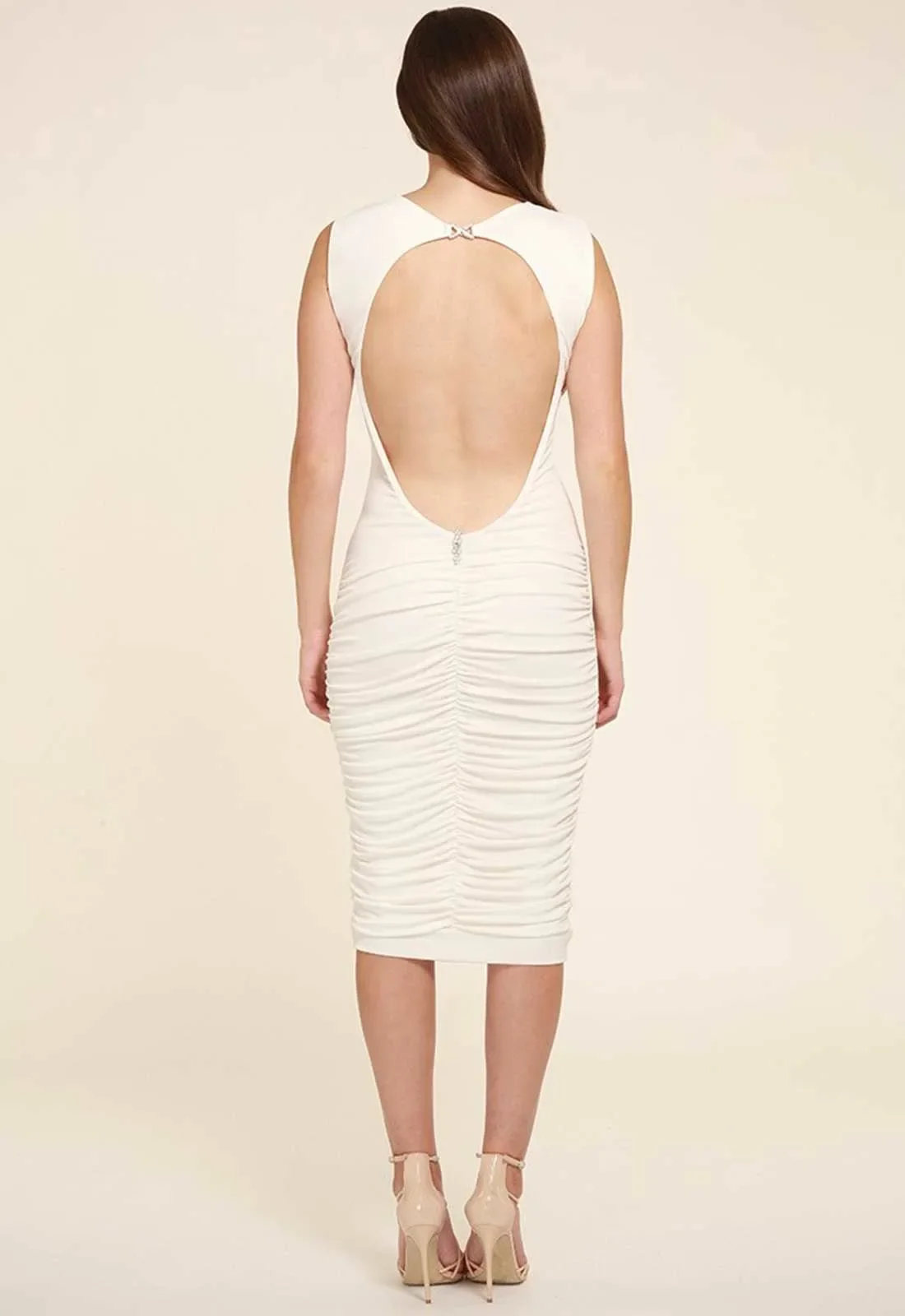 Honor Gold Bella White Backless Midi - Image 3