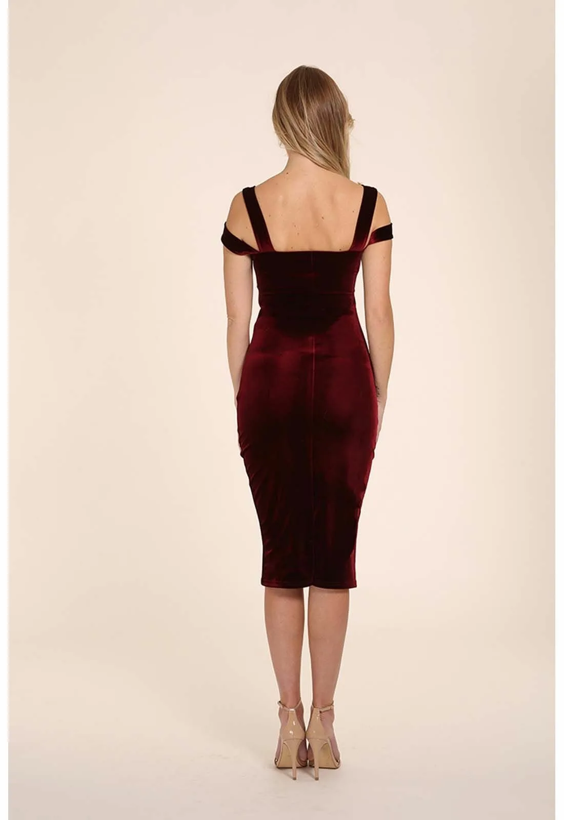 Honor Gold Evie Berry Velvet Midi Dress - Image 3