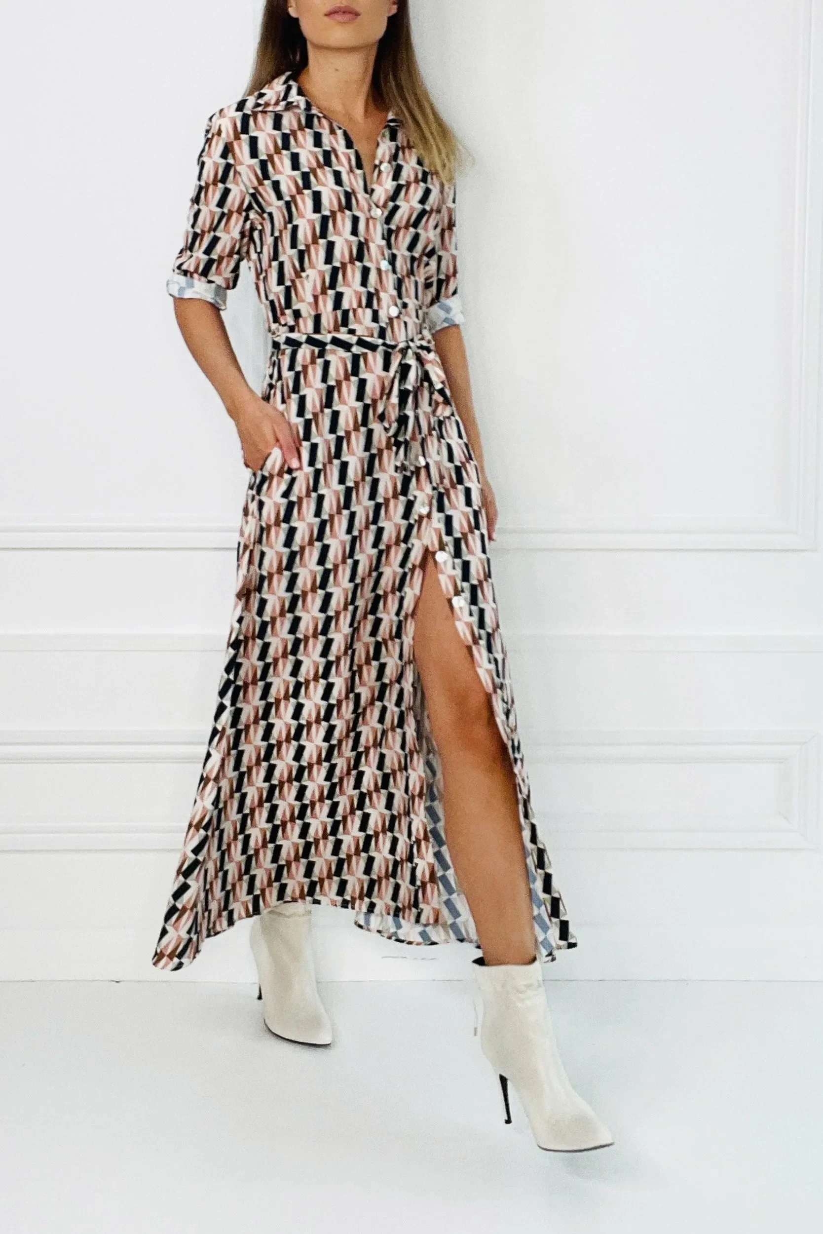 Honor Gold Faith Geo Print Shirt Dress - Image 3