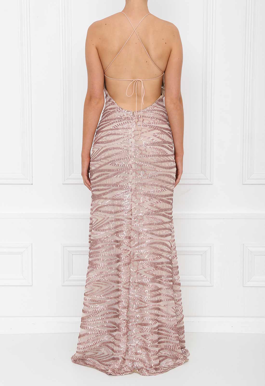 Honor Gold Rose Pink Gia Sequin Maxi Dress - Image 3