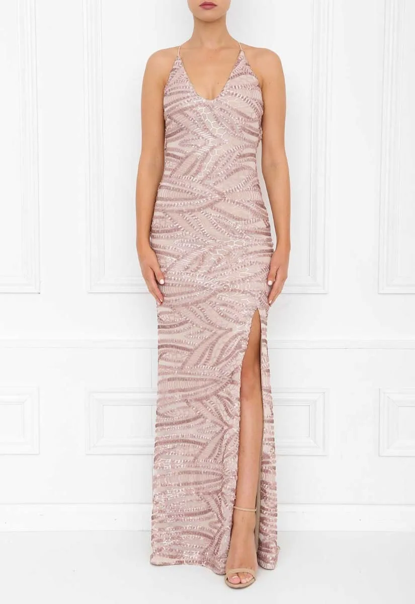 Honor Gold Rose Pink Gia Sequin Maxi Dress - Image 7