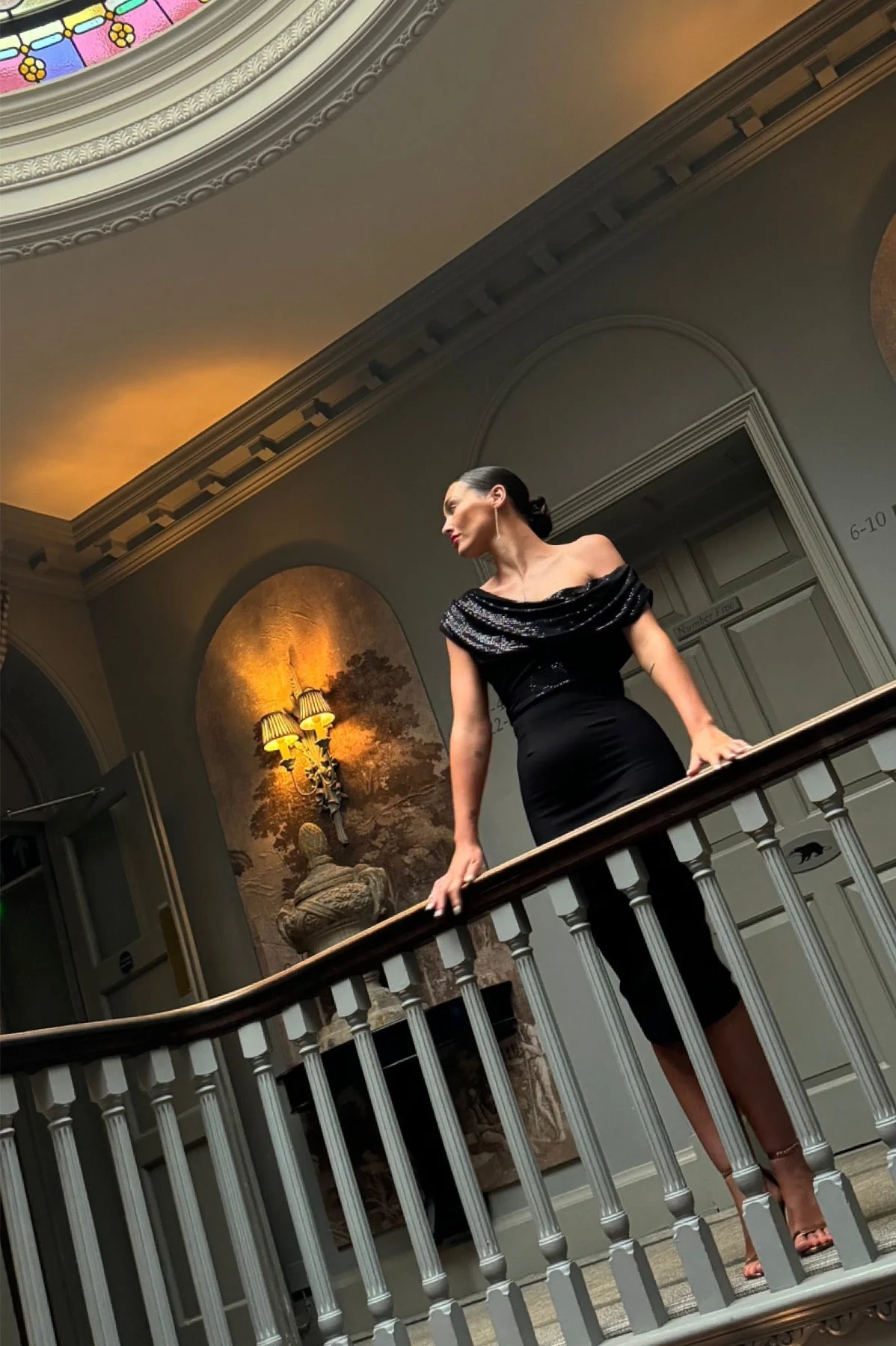 Atom Label Black Sequin Sparkle Janus Dress - Image 6