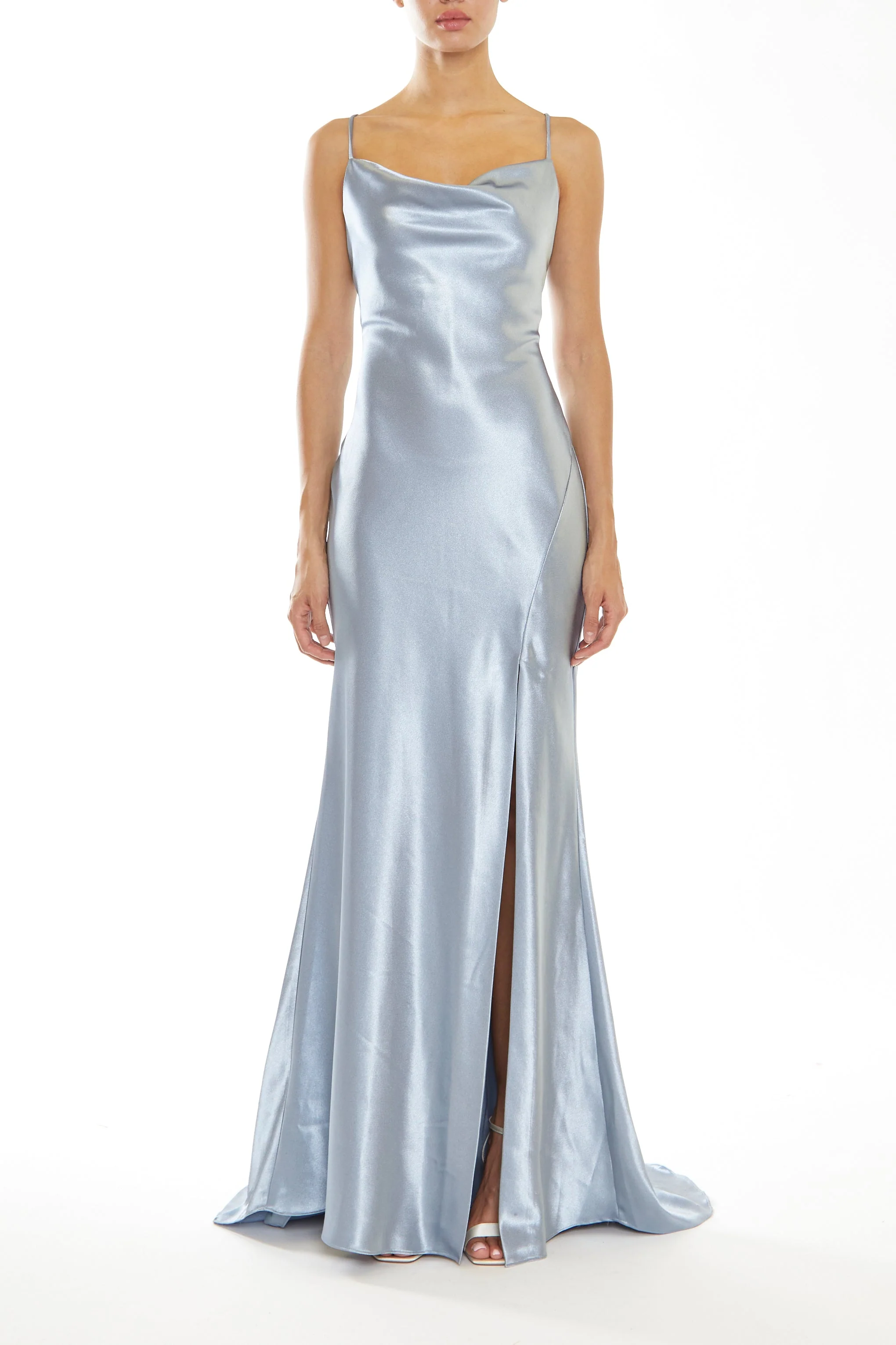 true Decadence Pippa Steel Blue Bridesmaid Cowl-Neck Slip Dress
