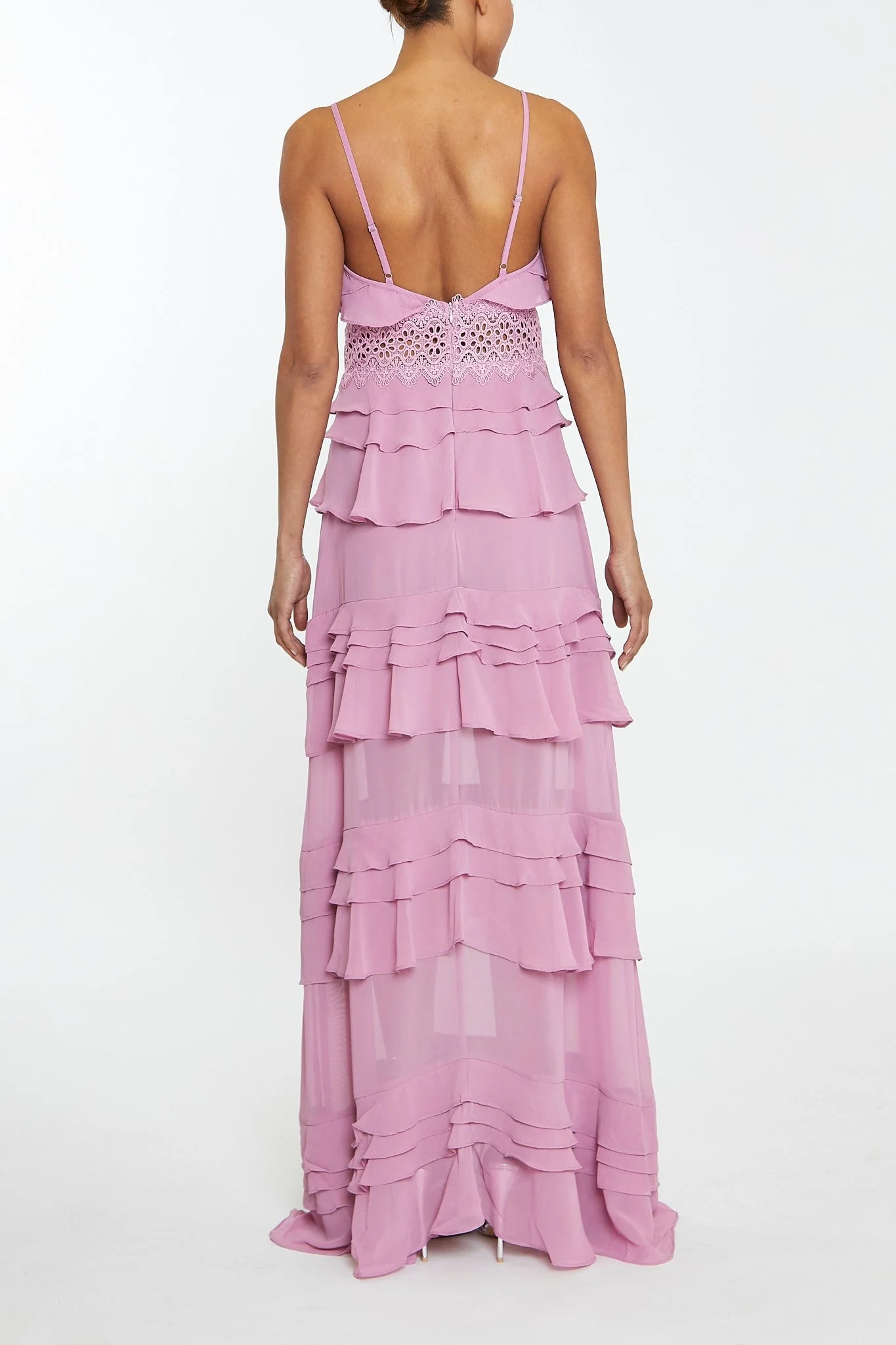 true Decadence Sophia Orchid Plunge Front Tiered Ruffle Maxi-Dress - Image 2