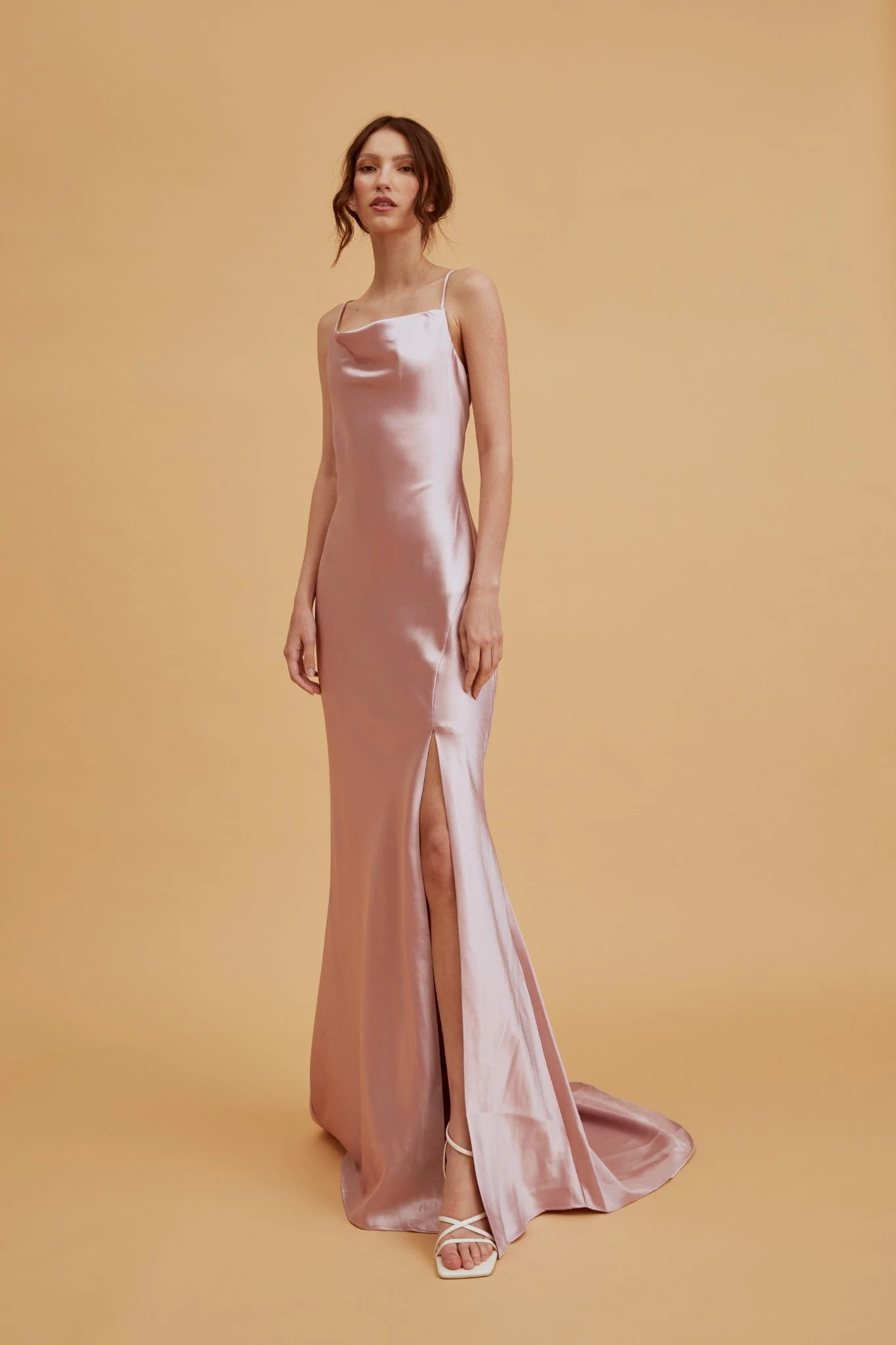 true Decadence Pippa Dusty Pink Bridesmaid Cowl-Neck Slip Dress - Image 2