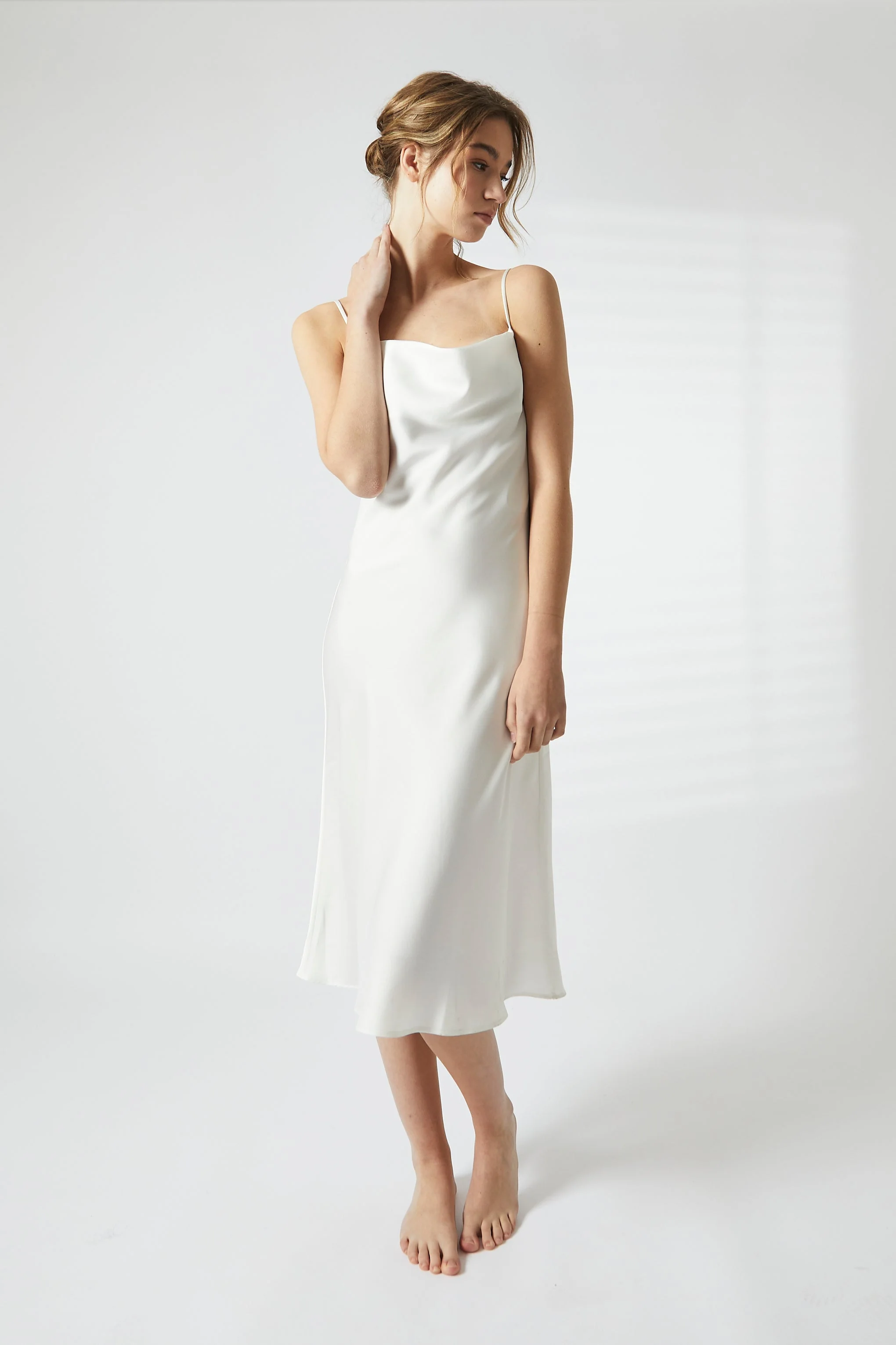 True Decadence White Satin Midi Cowl Nightie