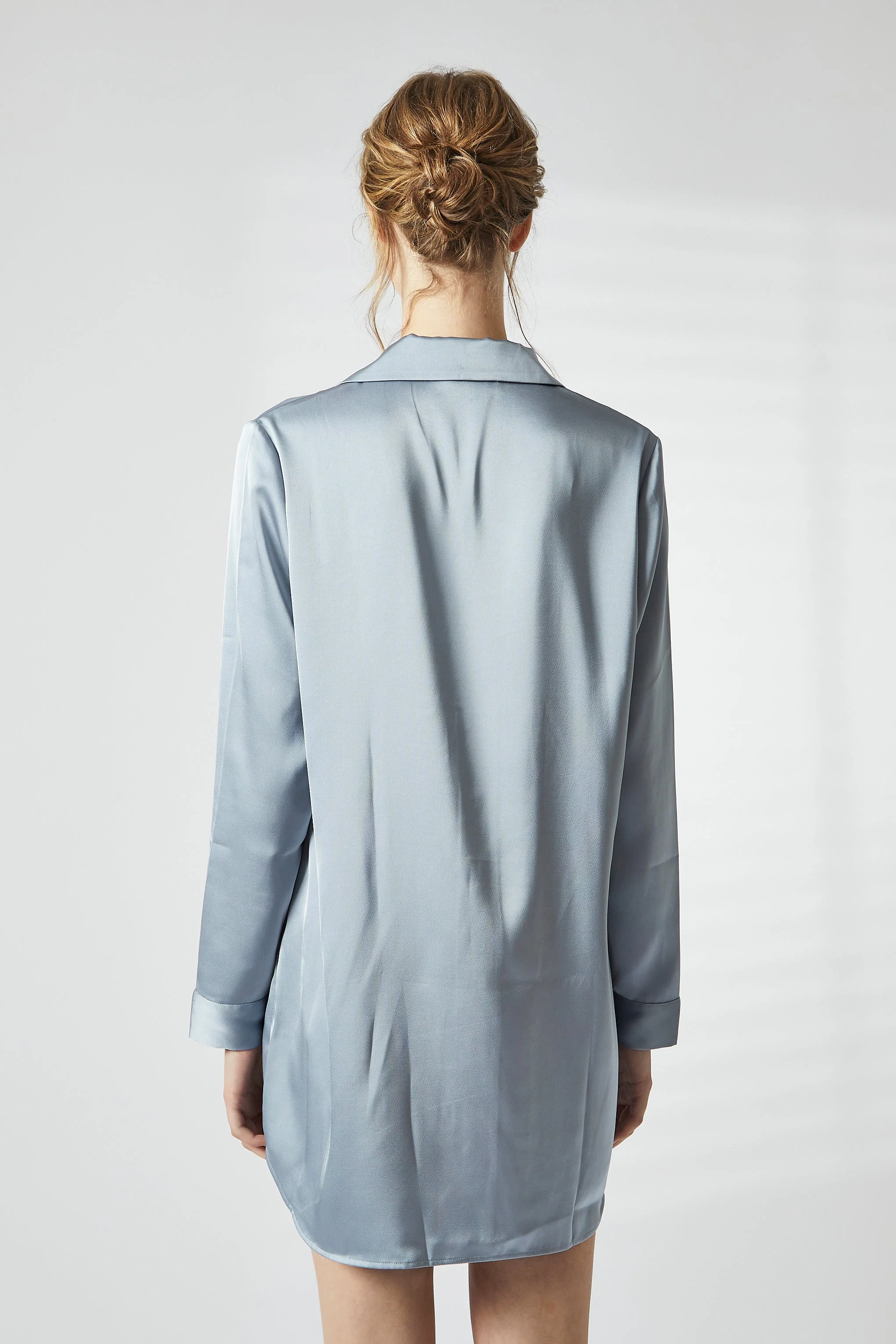 True Decadence Dusty Blue Satin Night Dress - Image 5