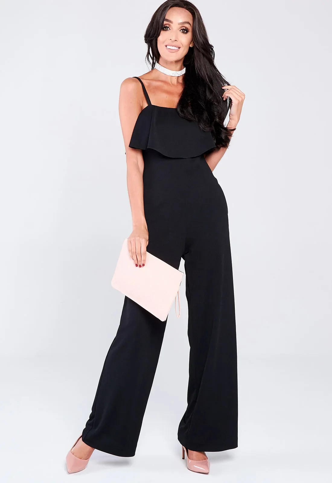 Lady Flare Black Frill Jumpsuit - Image 3