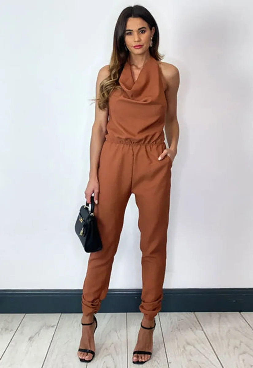 Lady Flare Brown Bella Jumpsuit - Image 5