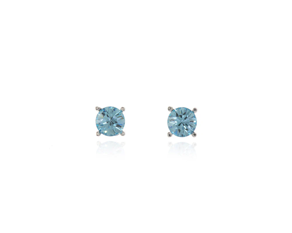 Cachet London Laine 8mm Rhodium Aquamarine Earrings - Image 11