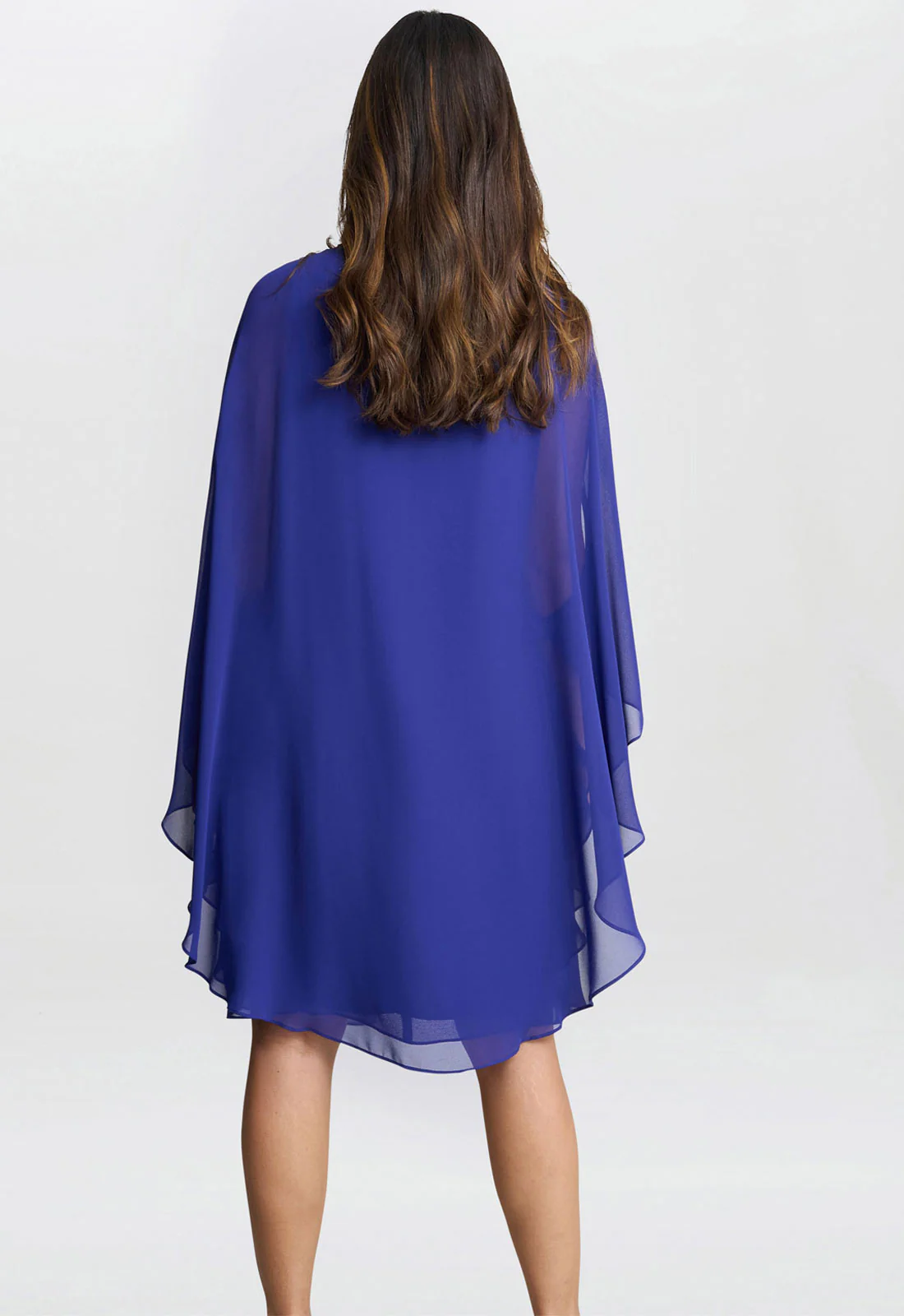 Gina Bacconi Blue Laura Chiffon Cape And Beaded Neck Dress - Image 5