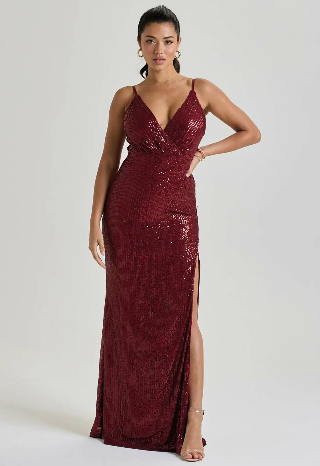 LBD Collection Burgundy Hollywood Sequin Dress - Image 3
