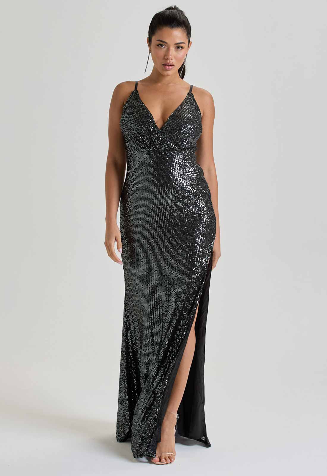 LBD Collection Gunmetal Hollywood Sequin Dress - Image 8