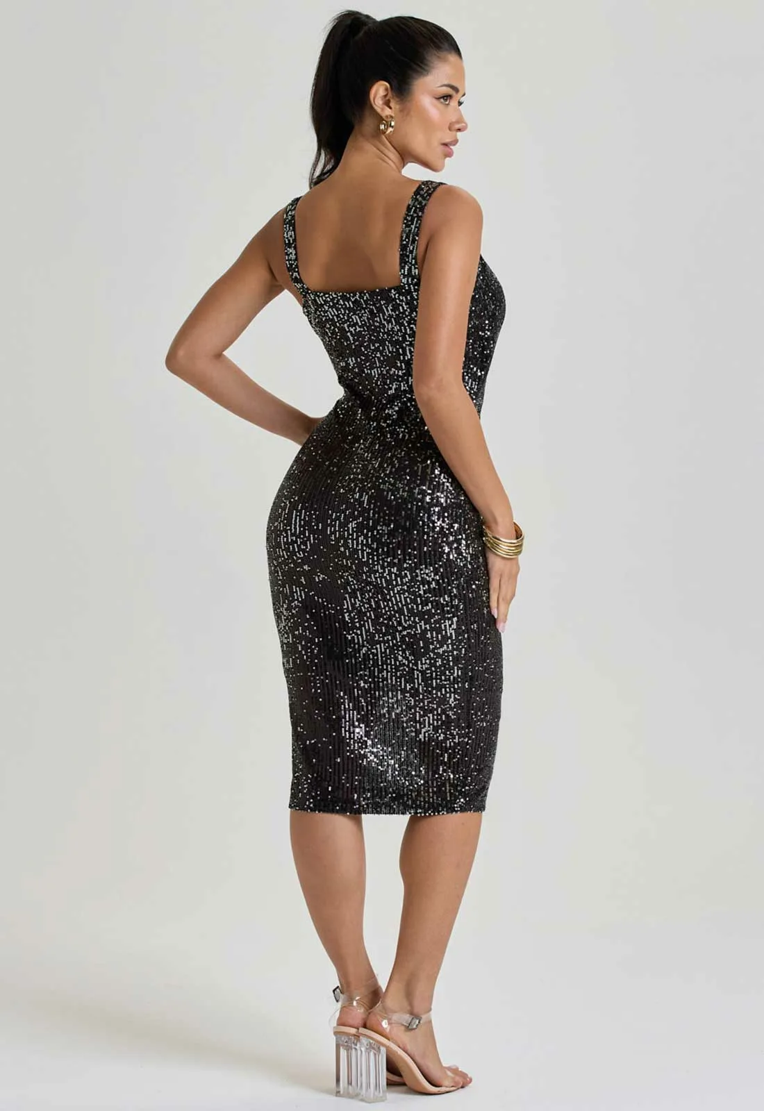 LBD Collection Gunmetal Black Ruby Sequin Dress - Image 3