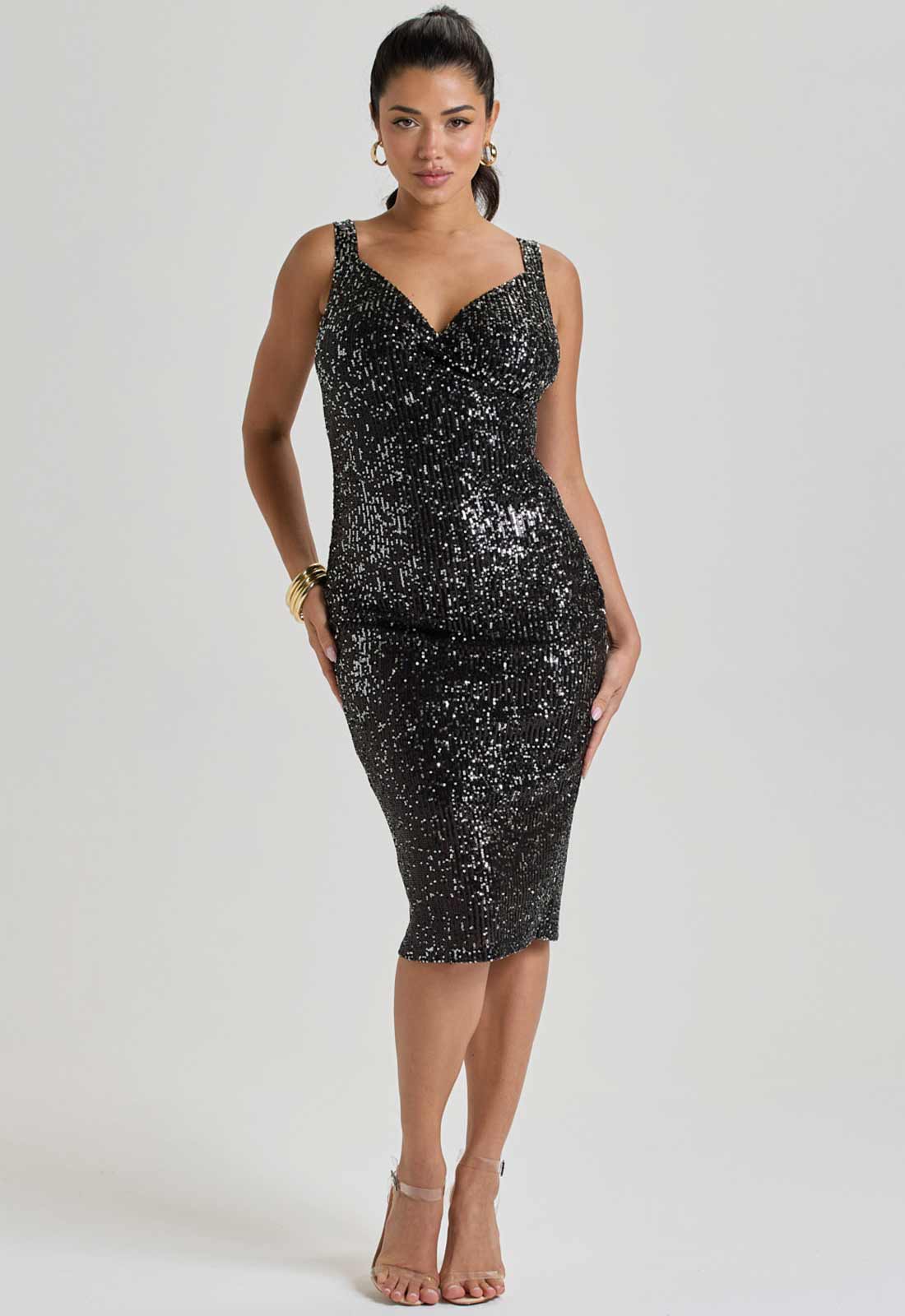 LBD Collection Gunmetal Black Ruby Sequin Dress - Image 4