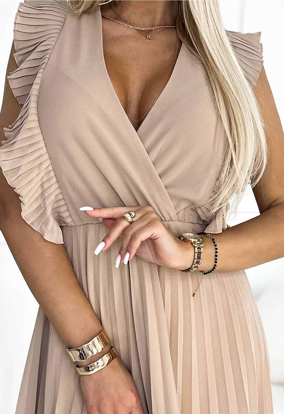 LBD Exclusive Beige Emily Wedding Guest Dress - Image 4