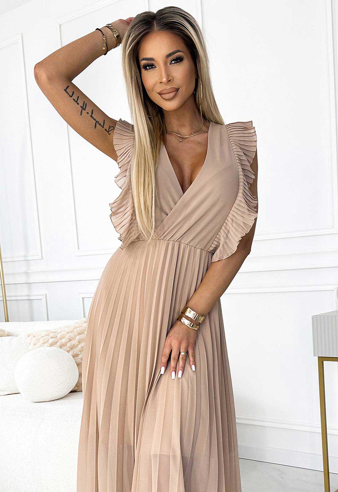 LBD Exclusive Beige Emily Wedding Guest Dress - Image 5