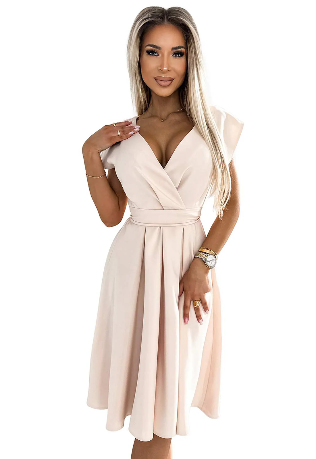 LBD Exclusive Beige Scarlet Cocktail Dress - Image 3