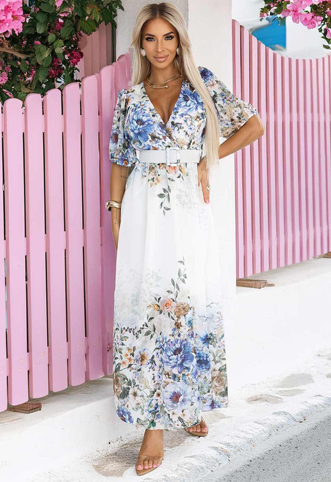 LBD Exclusive Blue Celine Floral Dress - Image 6