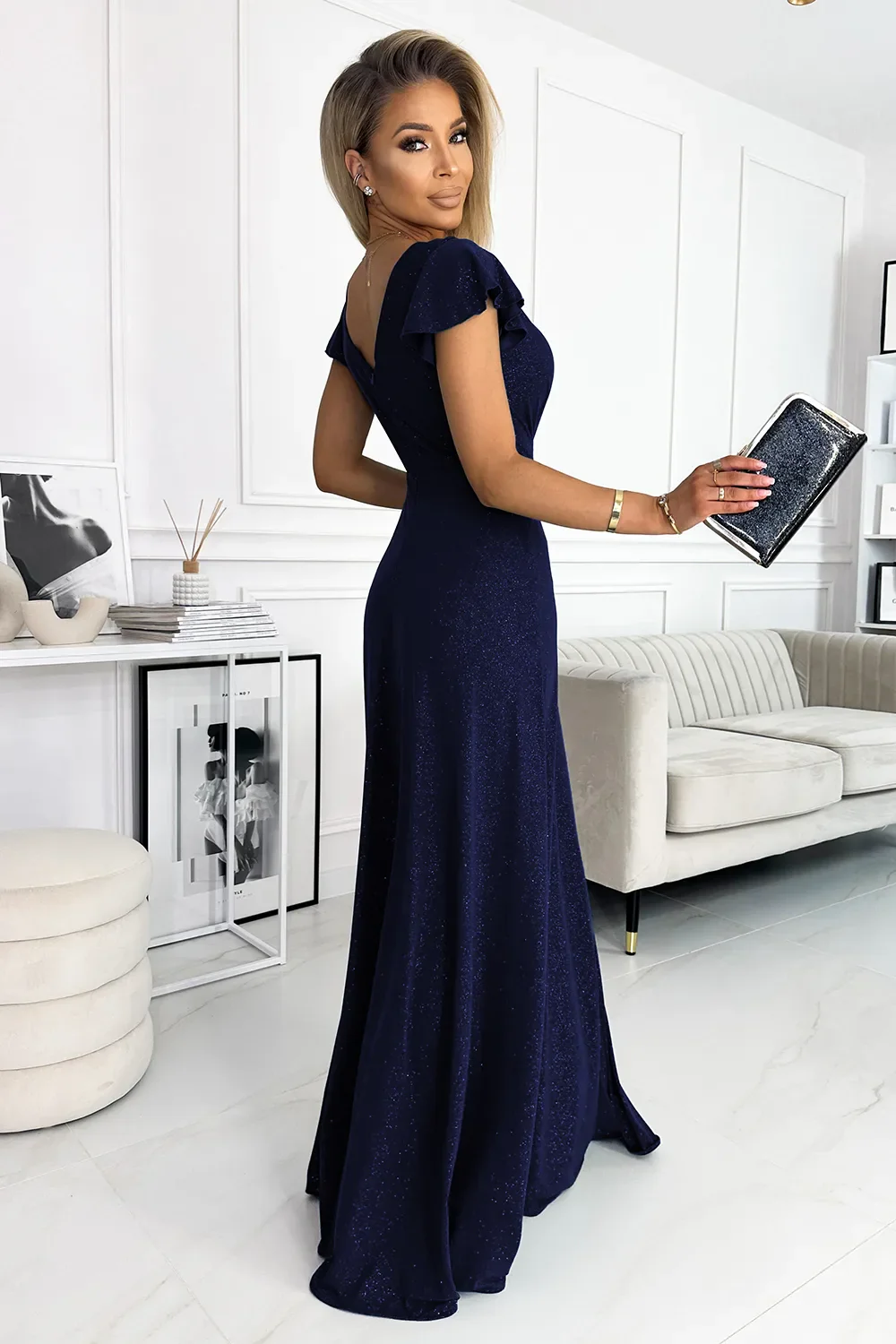 LBD Exclusive Blue Crystal Maxi Dress - Image 2