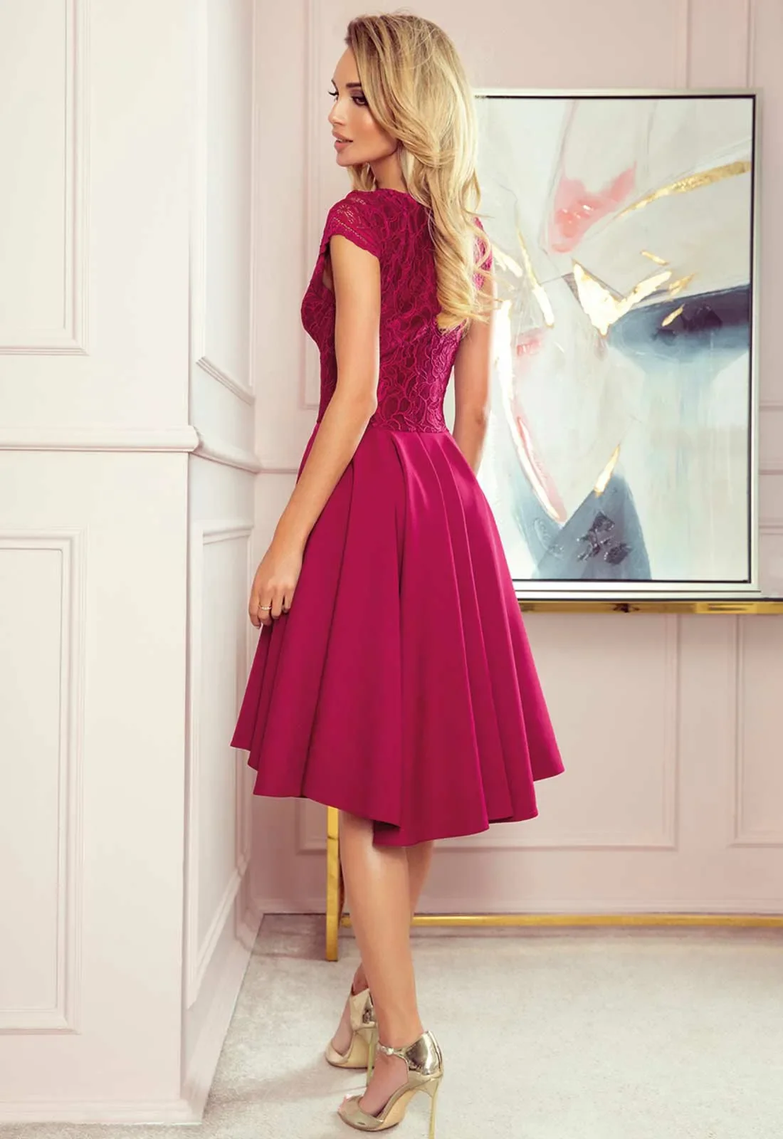 LBD Exclusive Burgundy Patricia Party Dress - Image 4