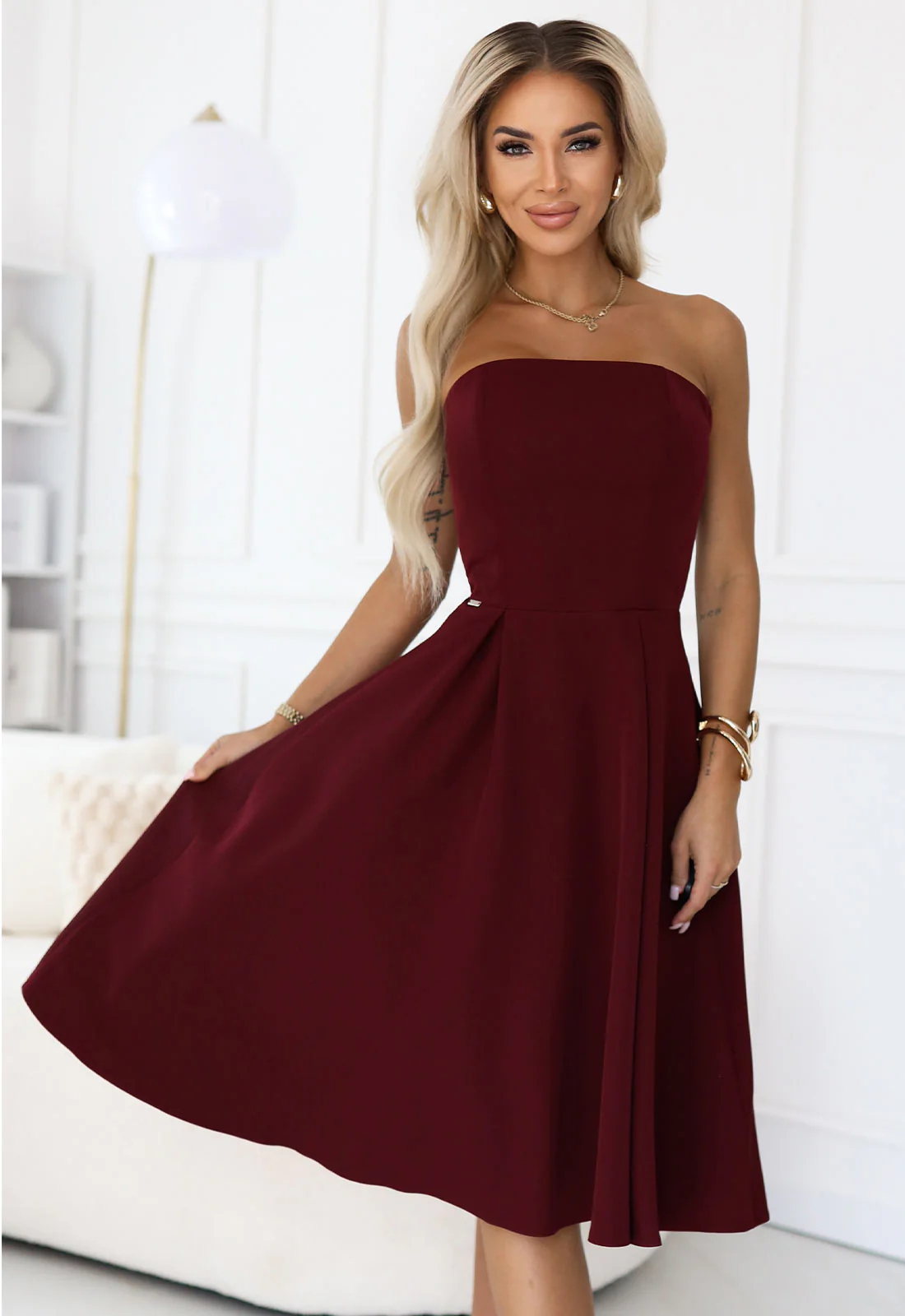 LBD Exclusive Burgundy Viviene Cocktail Dress - Image 4