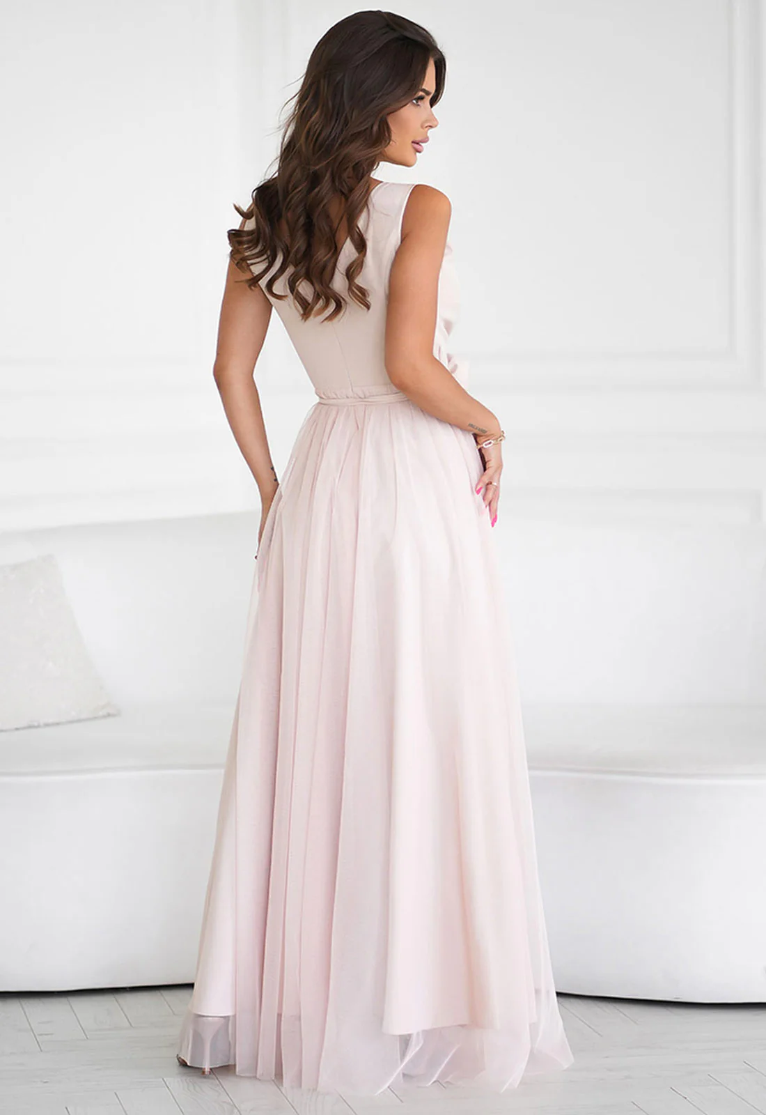 LBD Exclusive Cream Angelina Tulle Dress - Image 6