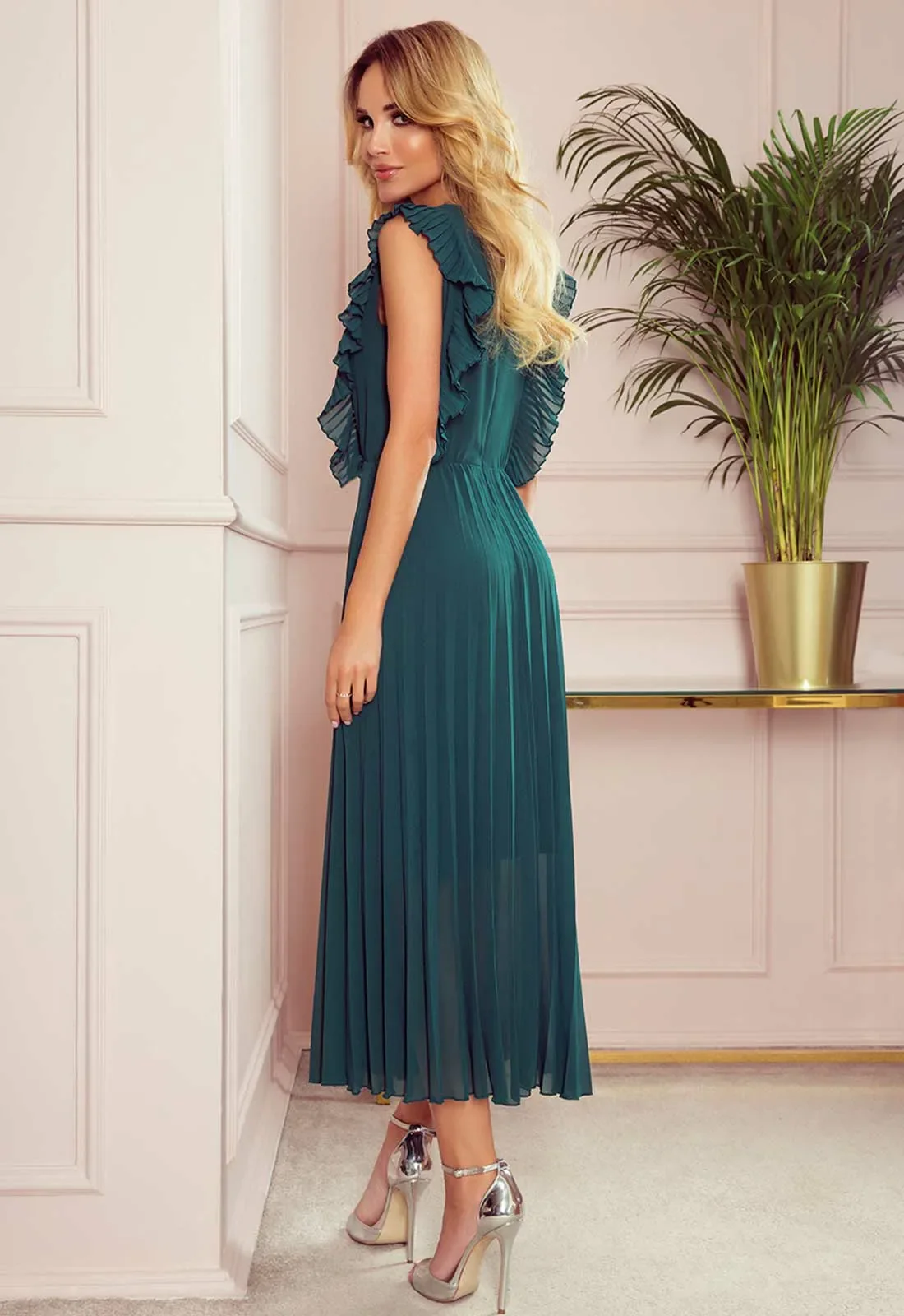LBD Exclusive Green Emily Wedding Guest Dress - Image 4