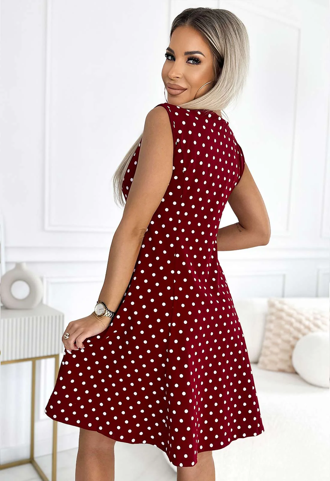 LBD Exclusive Maroon Polka Dot Stella Shift  Dress - Image 4