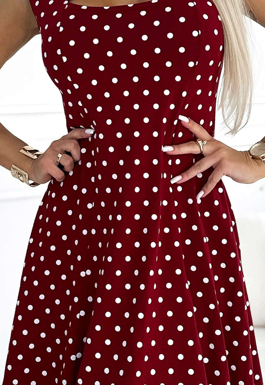 LBD Exclusive Maroon Polka Dot Stella Shift  Dress - Image 5