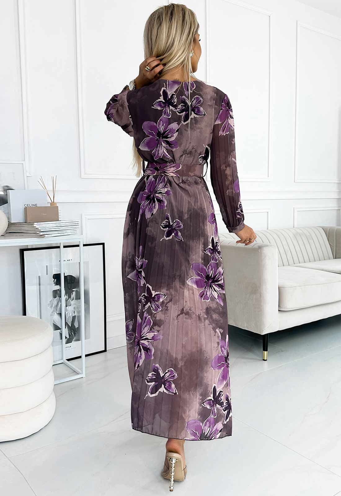LBD Exclusive Mauve Jessica Print Dress - Image 4