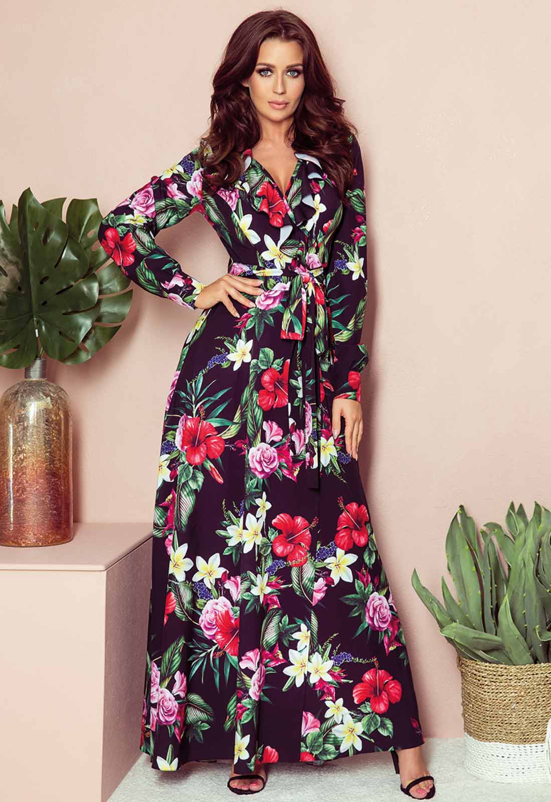 LBD Exclusive Multi Rose Maxi Print Dress - Image 3