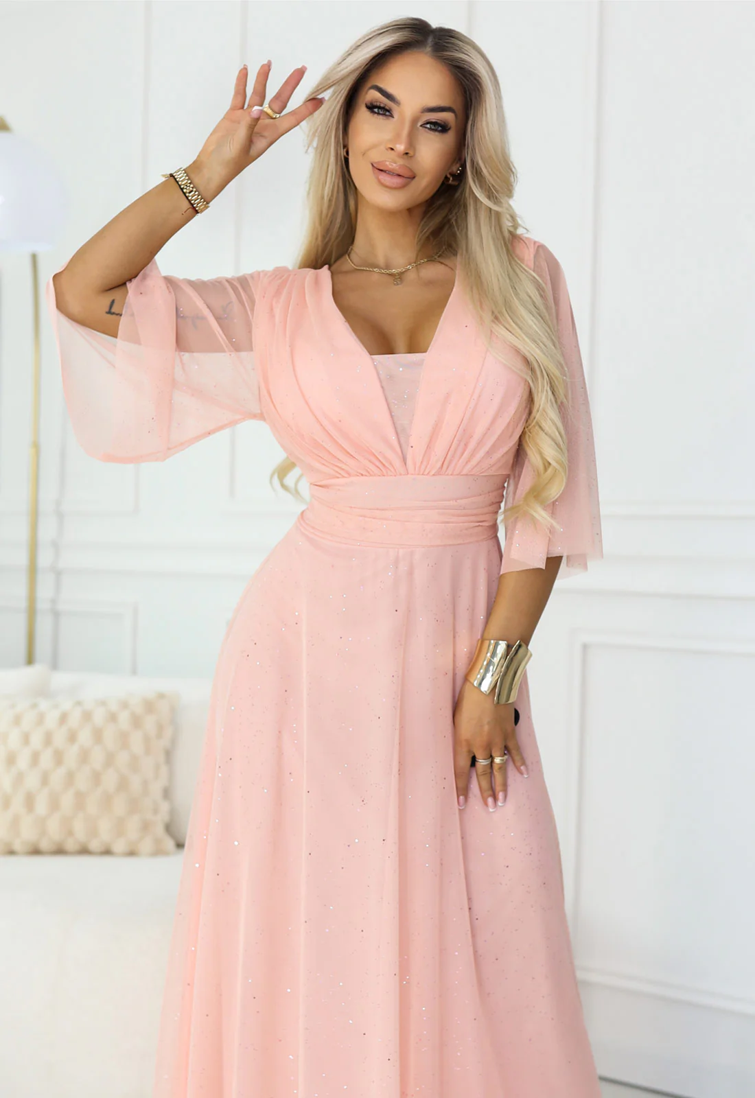LBD Exclusive Peach Caitlin Plus Size Dress - Image 5