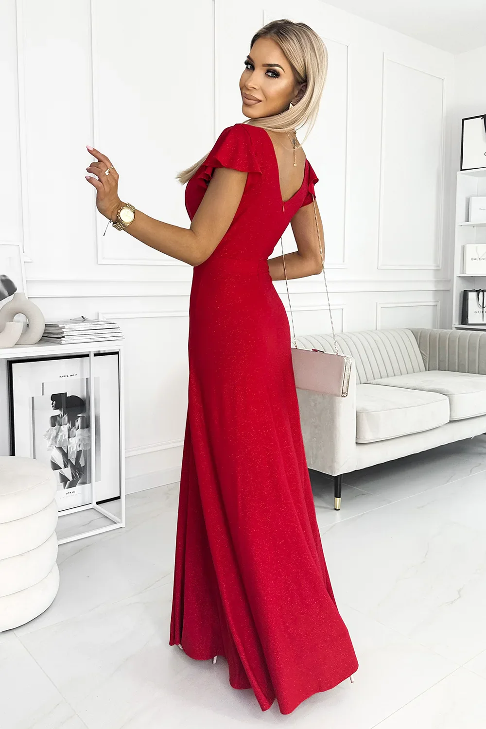 LBD Exclusive Red Crystal Maxi Dress - Image 3