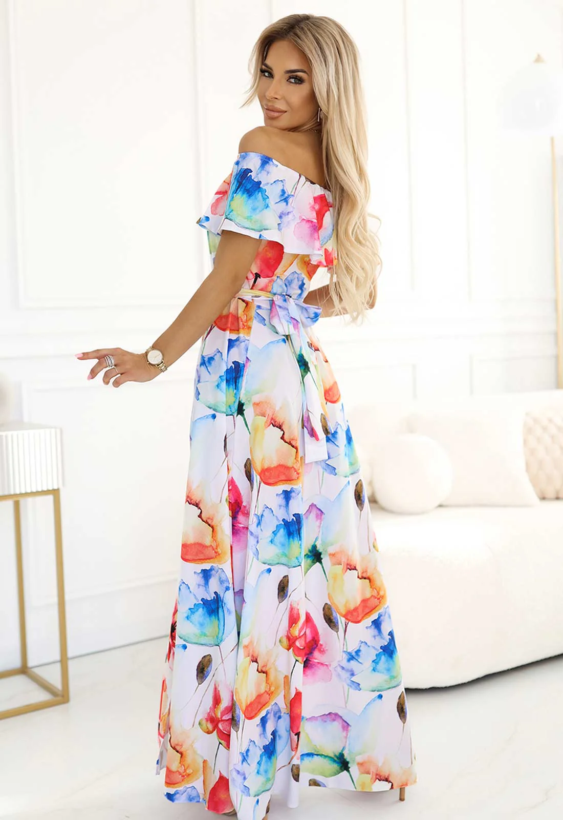 LBD Exclusive Summer Haze Bardot Maxi Dress - Image 4