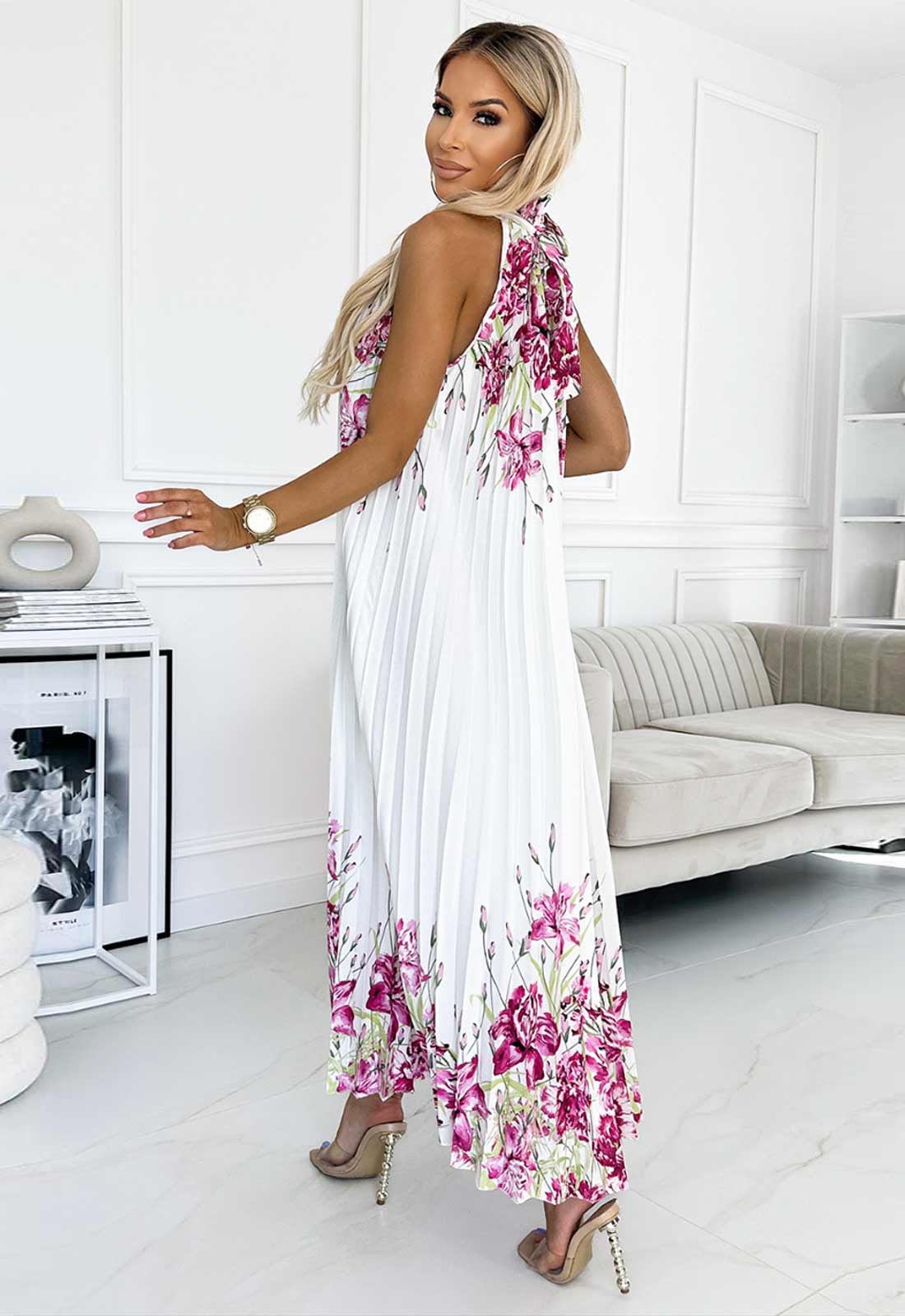 LBD Exclusive White Ester Print Dress - Image 4
