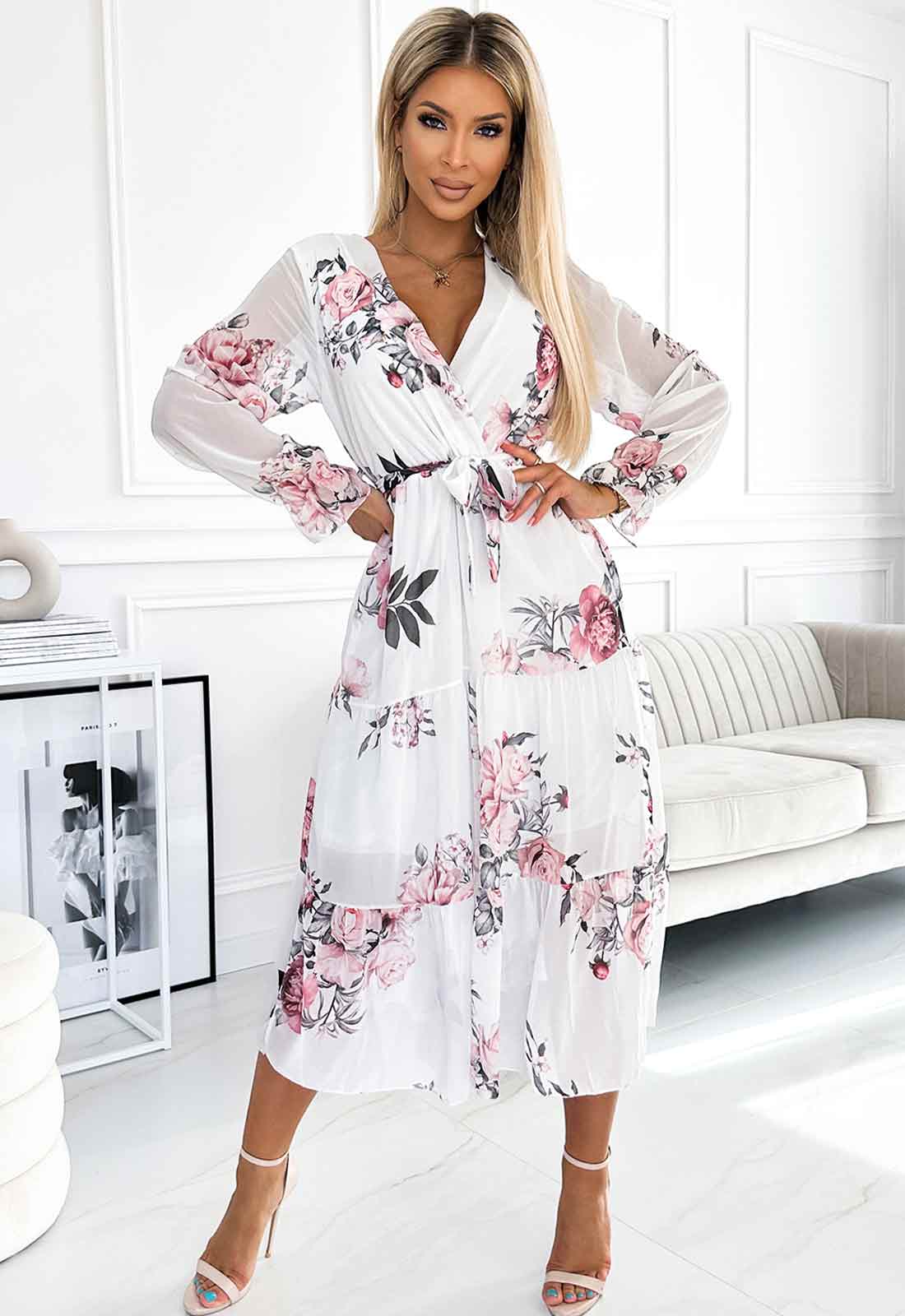 LBD Exclusive White Valentina Floral Dress - Image 4
