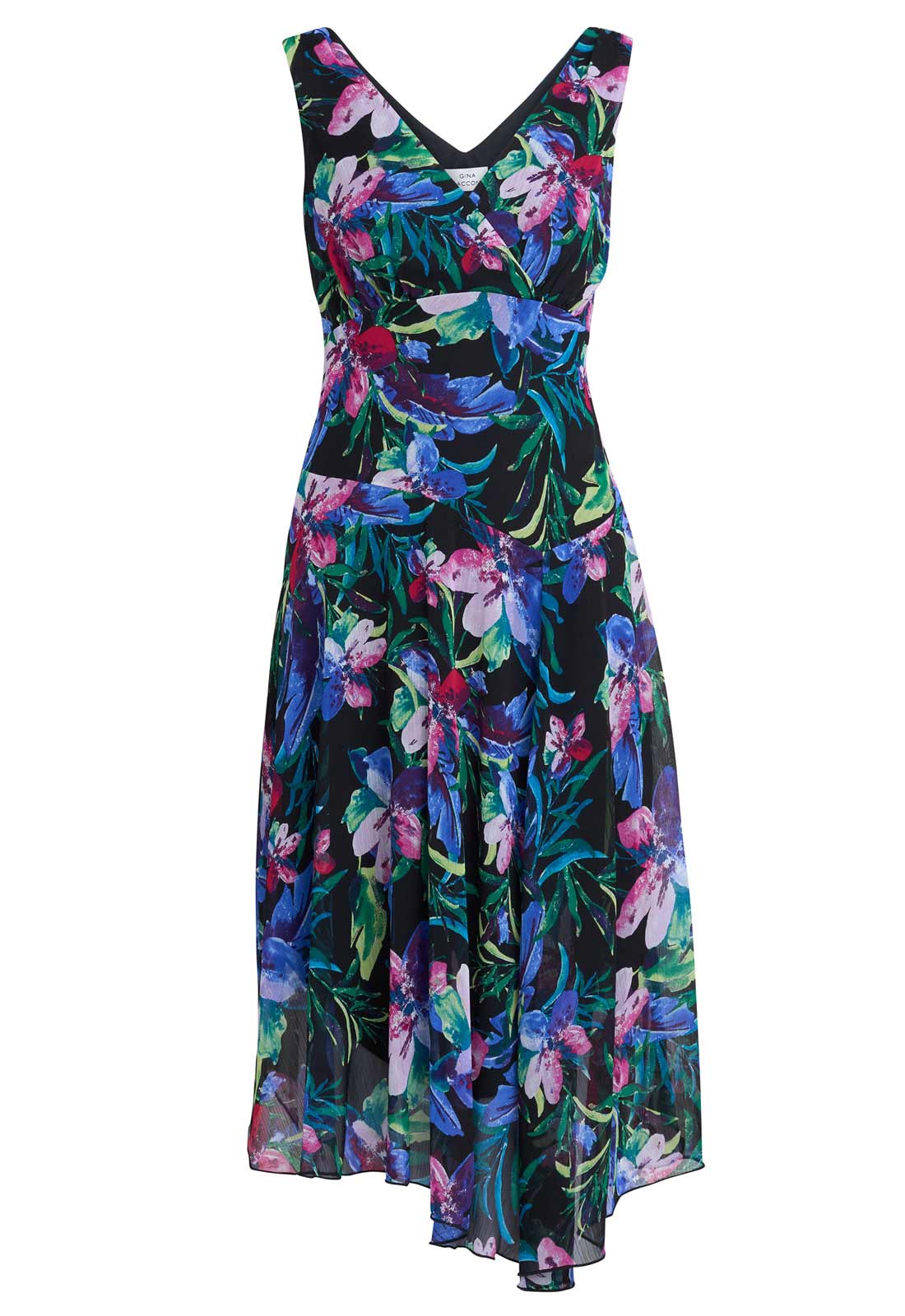 Gina Bacconi Blue Lisbeth Floral Print Chiffon Dress - Image 5