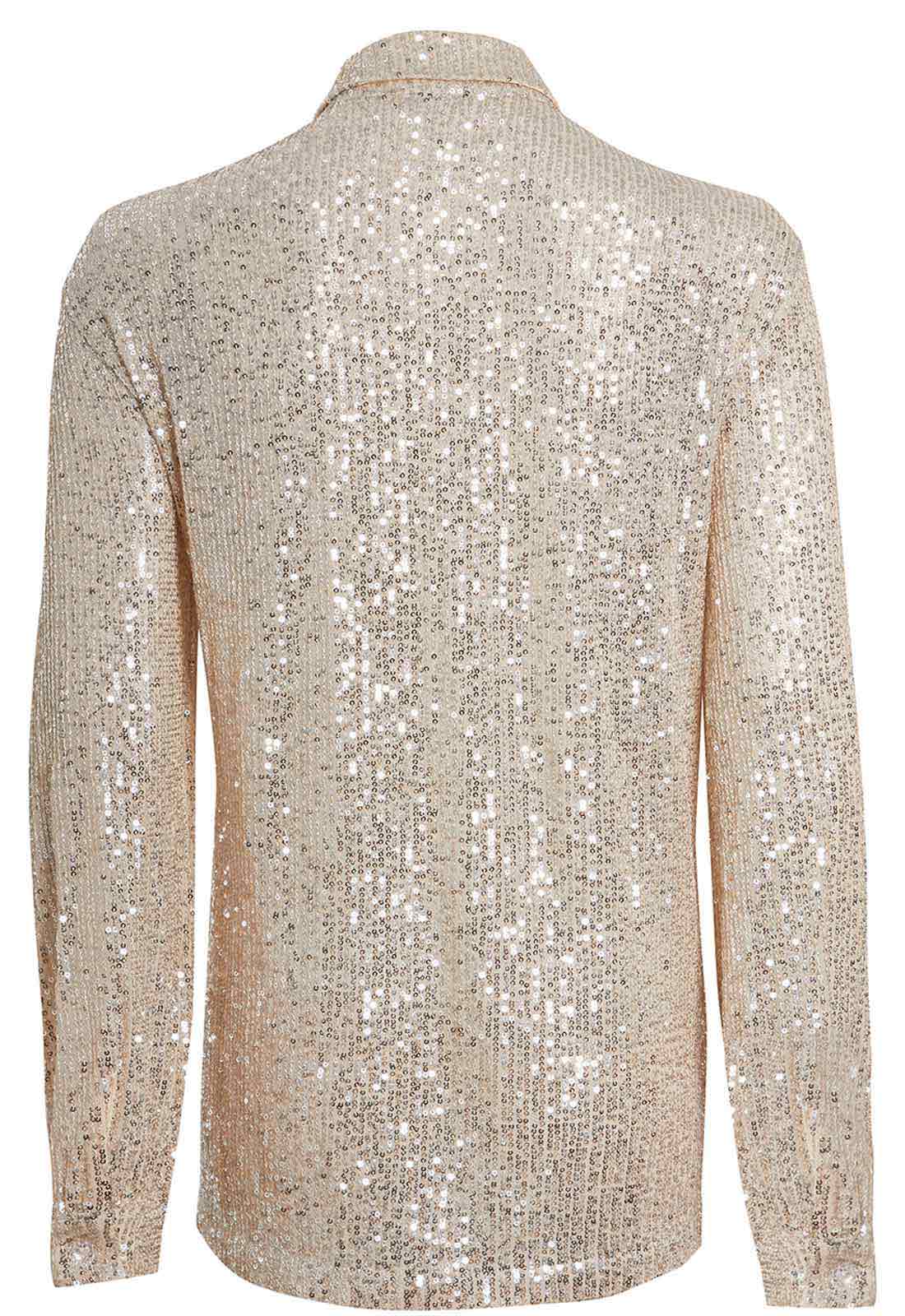 Little Black Dress Champagne Sequin Shirt - Image 3