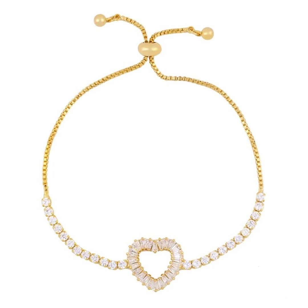 loveRocks Baguette Open Heart Slider Bracelet
