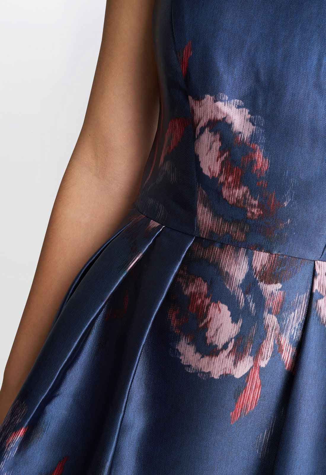 Gina Bacconi Navy Luisa Jacquard Dress - Image 6