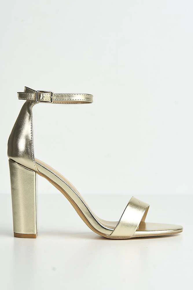 Miss Diva Gold May Barely There Block Heel Ankle Strap Sandal - Image 6